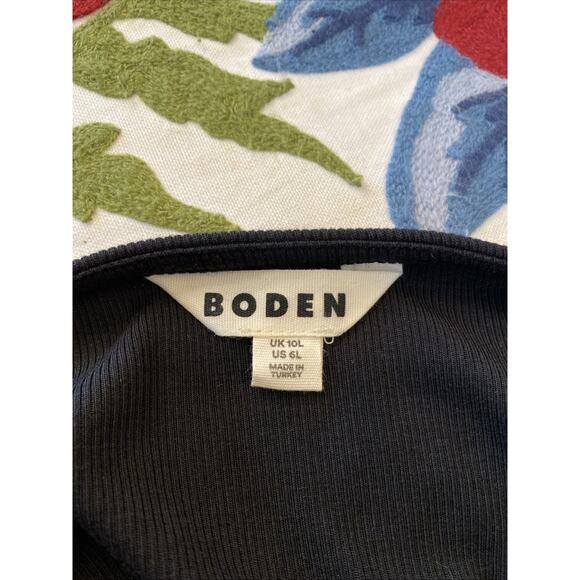 BODEN 6L Black Long Sleeve Ribbed Jersey Wrap Dress S LBD Classic Preppy Modal - Picture 11 of 16